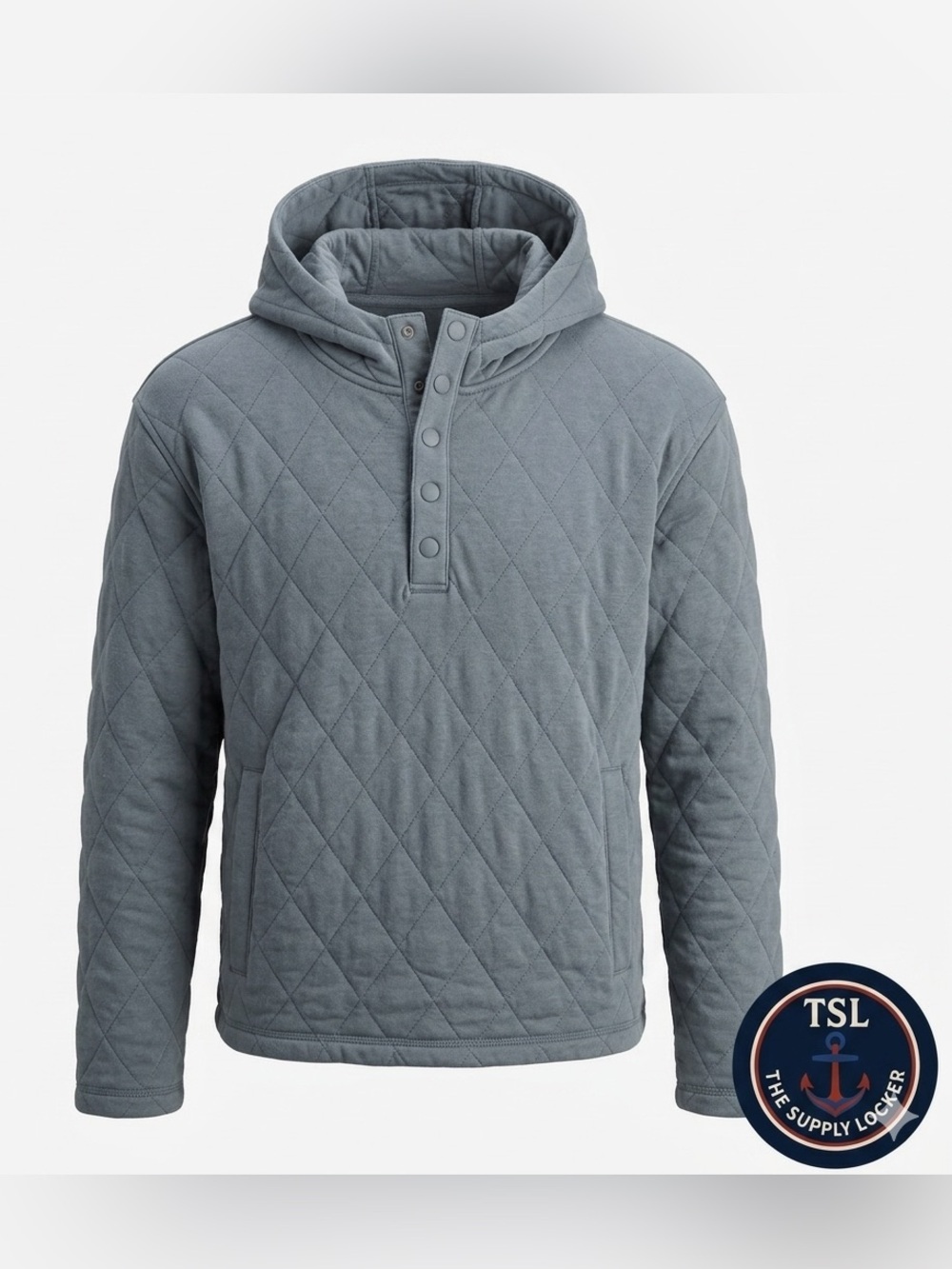 Lands’ End Quilted Pullover Hoodie Light Blue Women’s Medium NWT